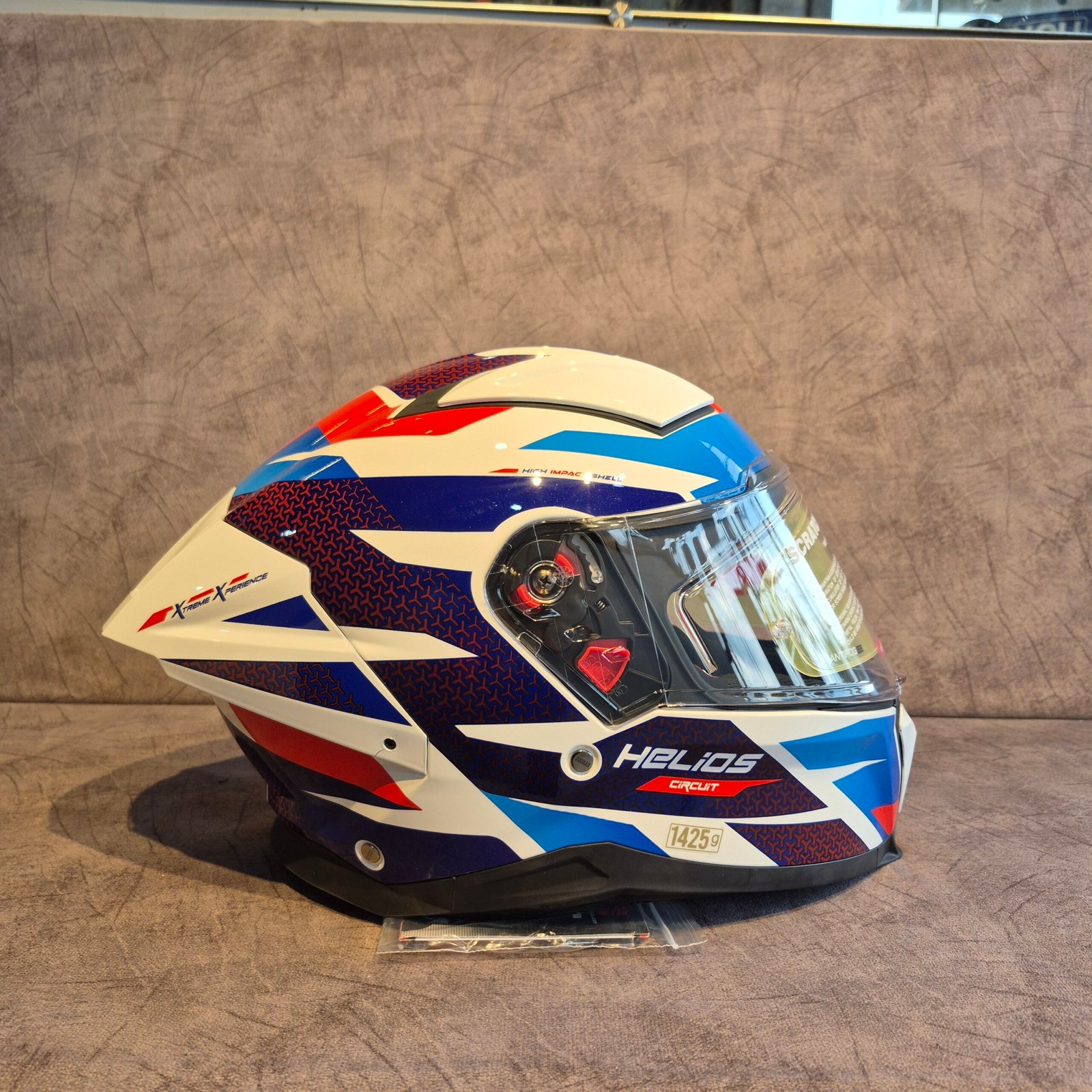 STUDDS HELIOS D2 CIRCUIT DECOR WHITE & BLUE