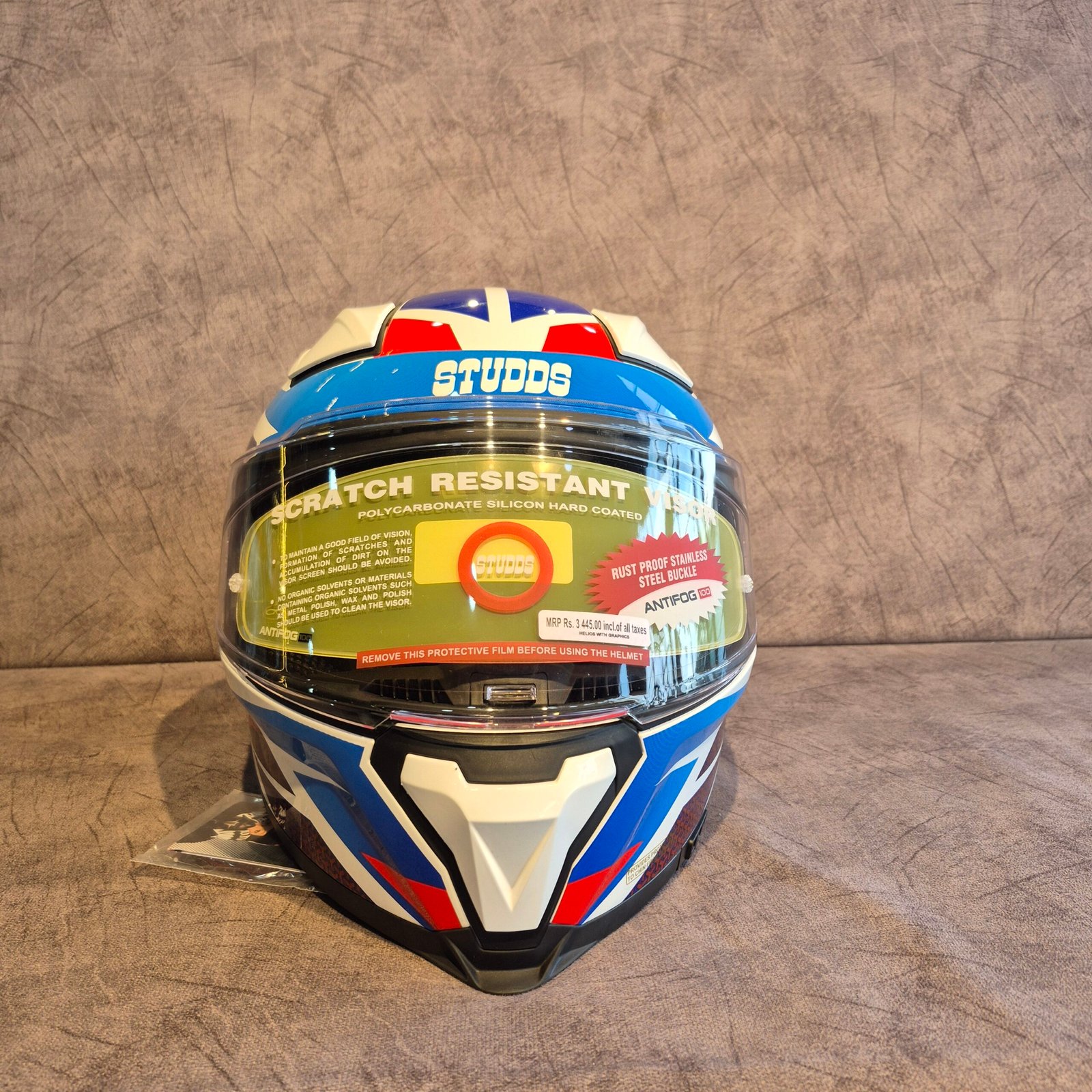 STUDDS HELIOS D2 CIRCUIT DECOR WHITE & BLUE