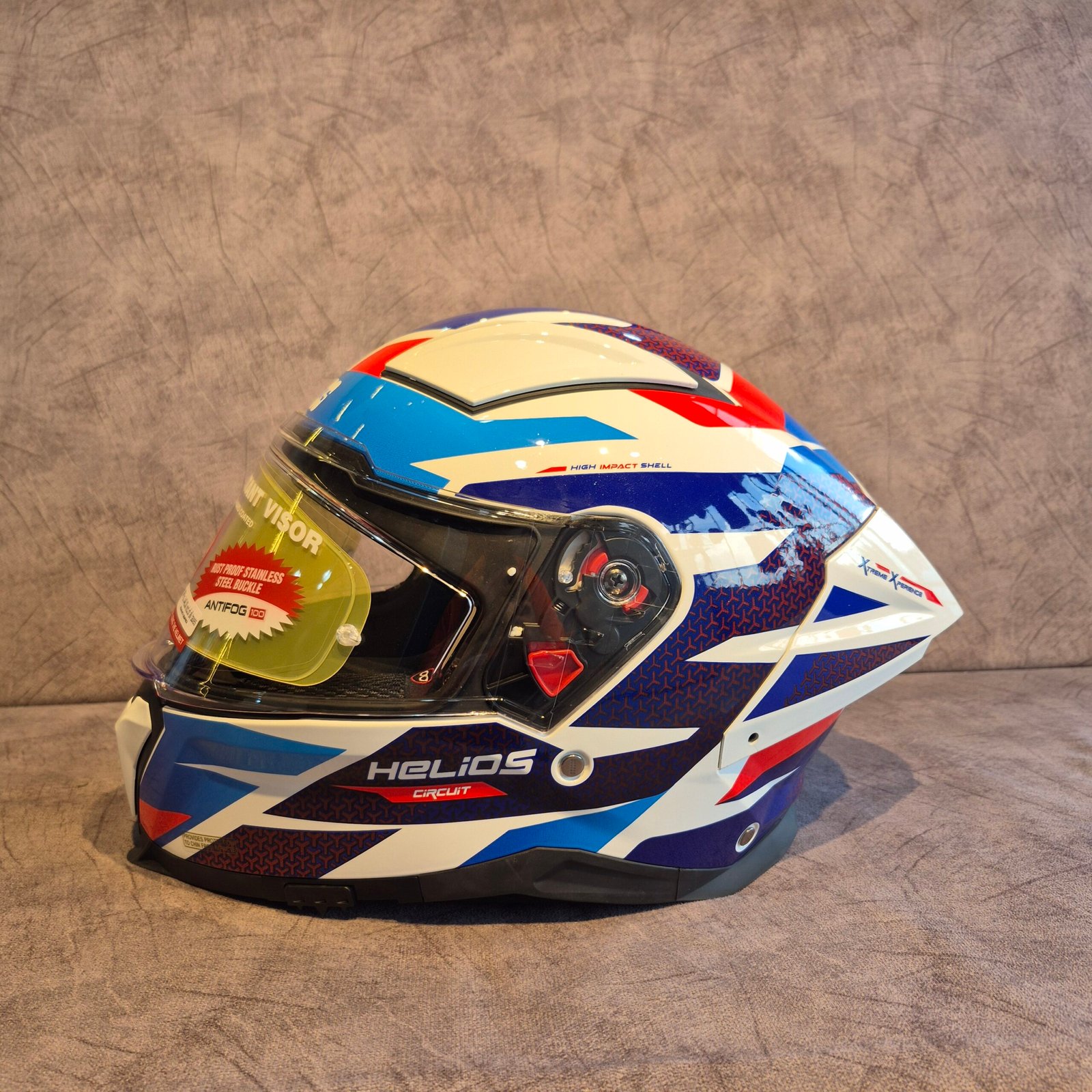 STUDDS HELIOS D2 CIRCUIT DECOR WHITE & BLUE