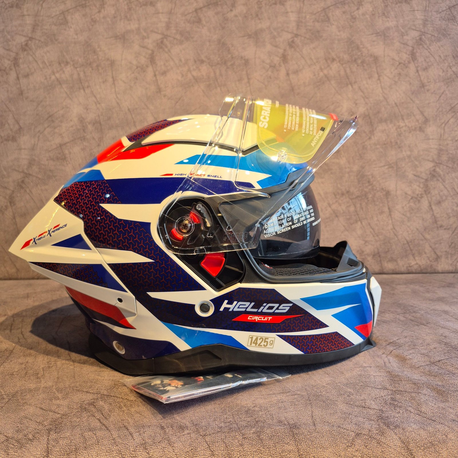 STUDDS HELIOS D2 CIRCUIT DECOR WHITE & BLUE