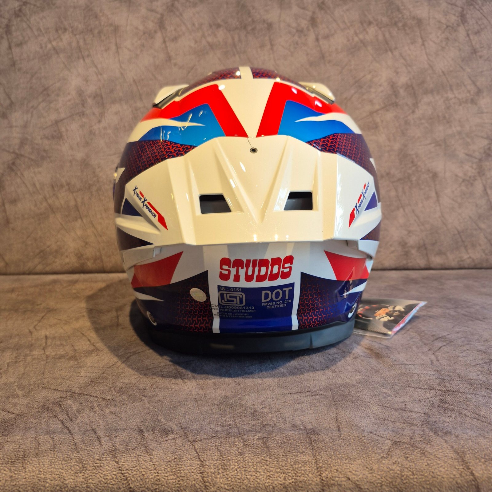STUDDS HELIOS D2 CIRCUIT DECOR WHITE & BLUE