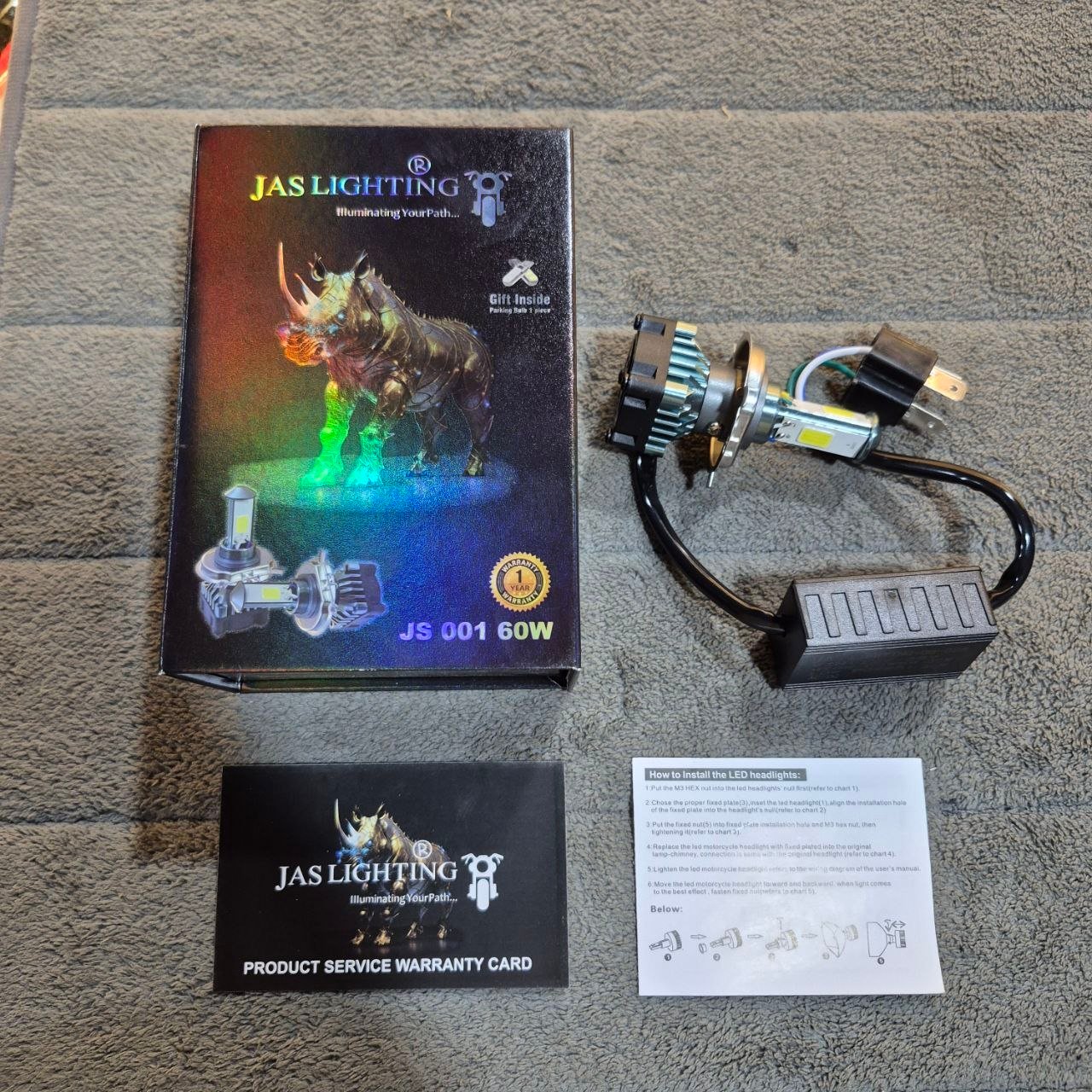 JAS LED HEADLIGHT 60 WATT 1 year warrenty
